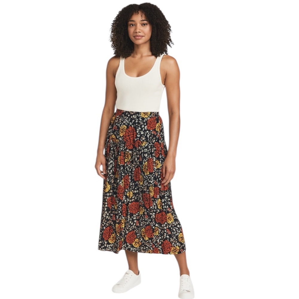 Joe Fresh L floral Pleated A-line Skirt‎ for Casual Wear